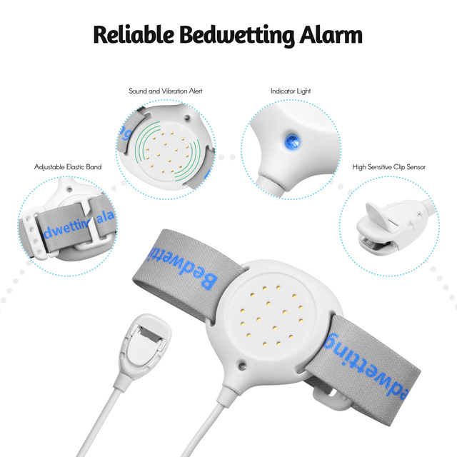 Alarm moczenia nocnego Pee Alarm czujniki Enuresis dla dzieci z dźwiękiem, wibracjami i wskaźnikiem LED - Wianko - 8