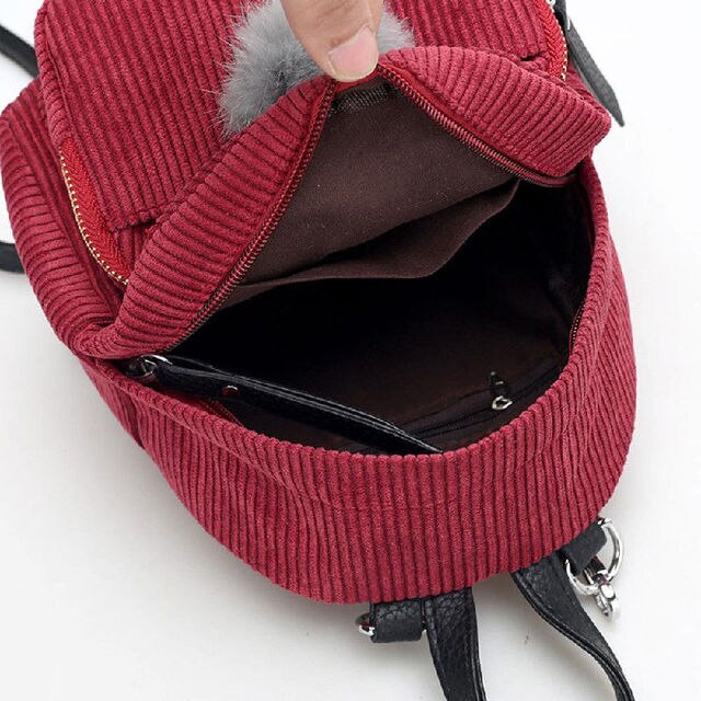 Moda - Mały plecak szkolny dla kobiet, nastolatek i młodych dziewczyn, torba na ramię, podróżna Mochila plecak z sztruksu - Wianko - 8