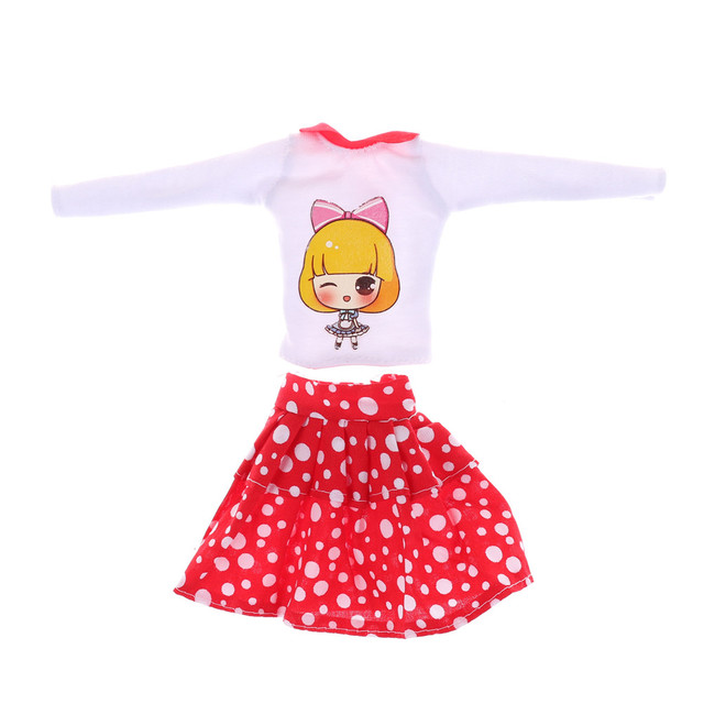 Ręcznie robiona spódnica z kolorowymi kropeczkami dla lalek - modne ubranie idealne jako prezent dla dziewczynek - Wianko - 2