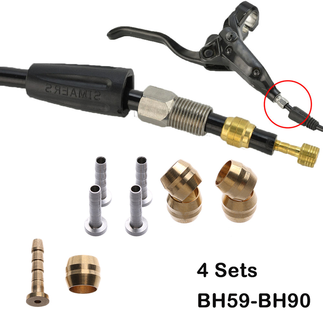 Zestaw 4 stalowych, mosiężnych przewodów łańcuchowych dla hamulców rowerowych - z igłą olejową/pierścieniem dociskowym BH59 BH90 - Wianko - 4