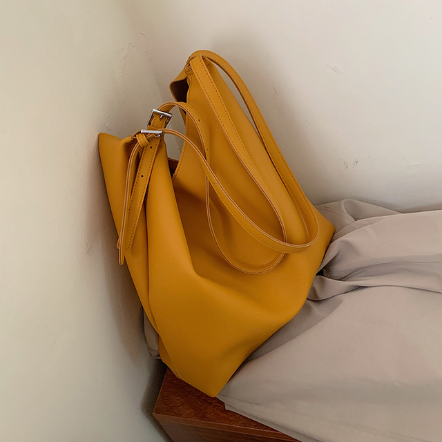 Jednolita żółta torebka na ramię z dużą pojemnością, wykonana z wodoodpornego skóropodobnego materiału PU - Wianko - 46