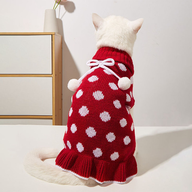Ciepły sweter dla małych i średnich psów z nadrukiem w kropki - Wianko - 10