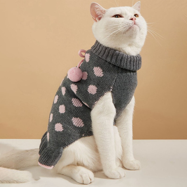 Ciepły sweter dla małych i średnich psów z nadrukiem w kropki - Wianko - 9