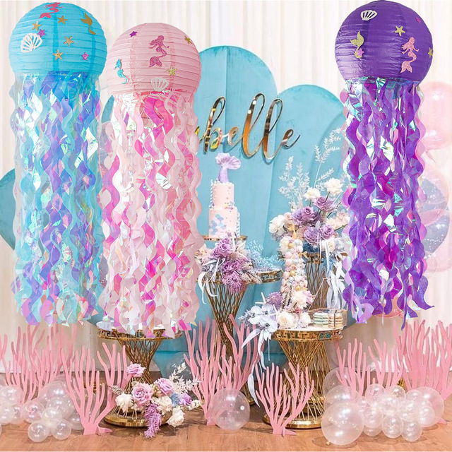 Dekoracja DIY - Wiszące meduzy latarnie w stylu Syrenki (mała syrenka pod morzem) - Idealne na imprezy urodzinowe i Baby Shower - Wianko - 1