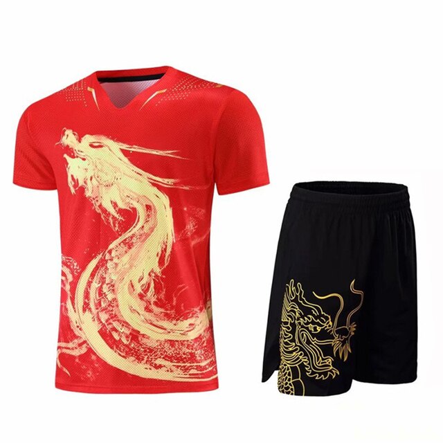 Zestaw Dragon koszulki spodenki Dry Fit do tenisa stołowego dla mężczyzn, kobiet i dzieci - Wianko - 10