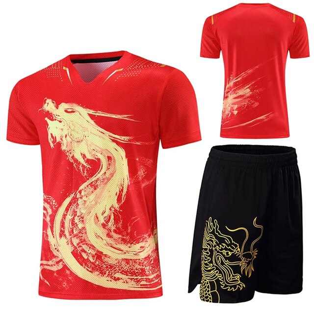 Zestaw Dragon koszulki spodenki Dry Fit do tenisa stołowego dla mężczyzn, kobiet i dzieci - Wianko - 2