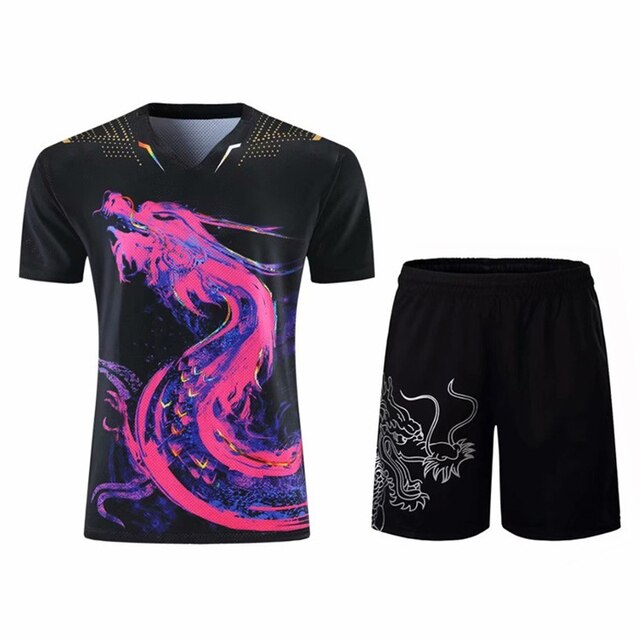 Zestaw Dragon koszulki spodenki Dry Fit do tenisa stołowego dla mężczyzn, kobiet i dzieci - Wianko - 8