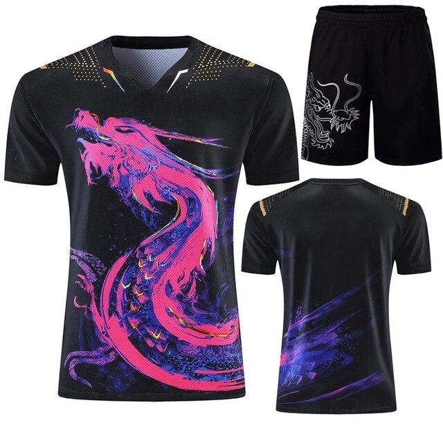 Zestaw Dragon koszulki spodenki Dry Fit do tenisa stołowego dla mężczyzn, kobiet i dzieci - Wianko - 3