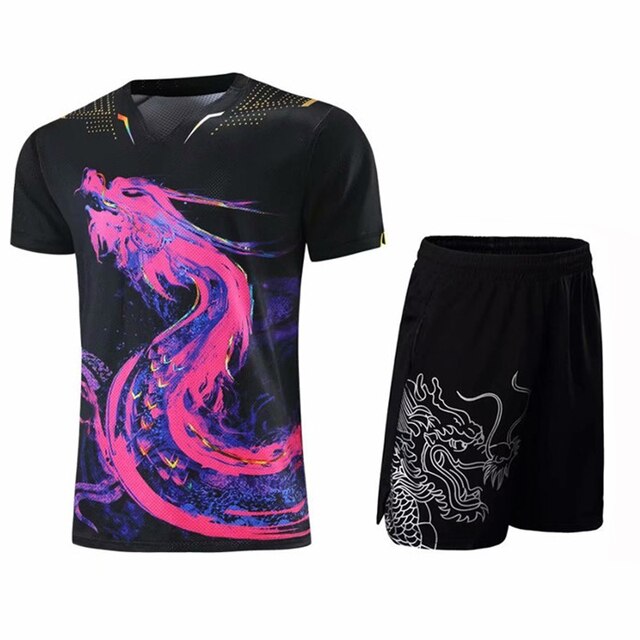 Zestaw Dragon koszulki spodenki Dry Fit do tenisa stołowego dla mężczyzn, kobiet i dzieci - Wianko - 7