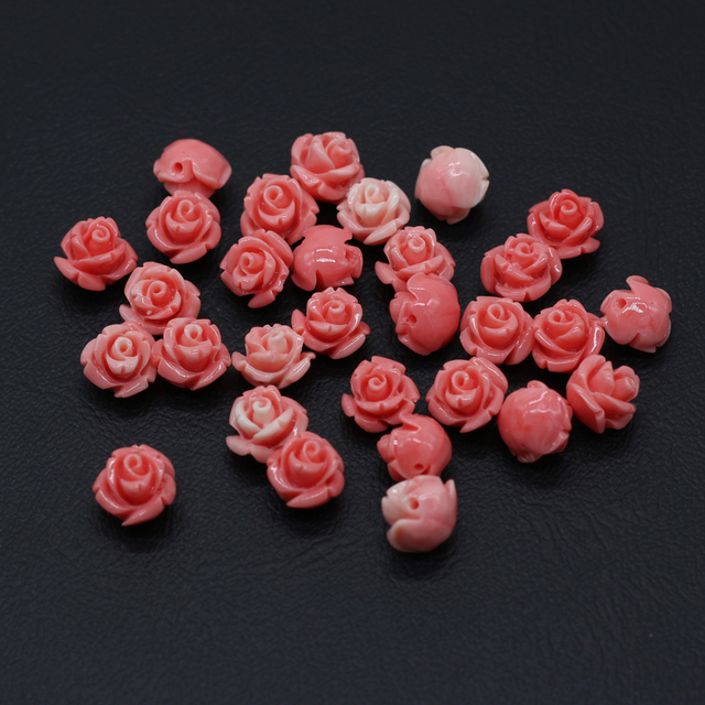Czerwone koraliki kwiatowe - 10 sztuk - do biżuterii - naszyjnik, kolczyki, bransoletka - prezent - Wianko - 4