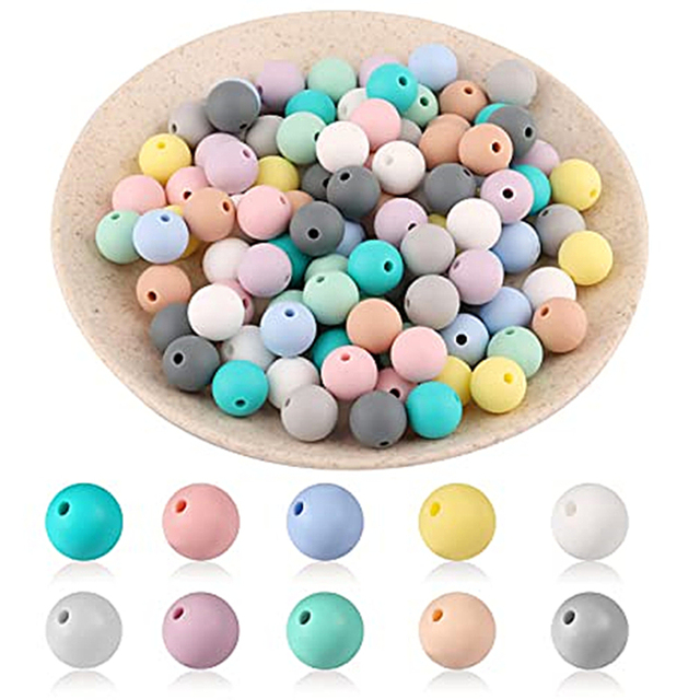 10 sztuk gryzaczków silikonowych s 12mm okrągłe kule perły Food Grade BPA-free DIY smoczek z klipsem łańcucha dla dzieci ząbkujących - Wianko - 4