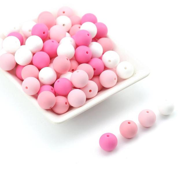 10 sztuk gryzaczków silikonowych s 12mm okrągłe kule perły Food Grade BPA-free DIY smoczek z klipsem łańcucha dla dzieci ząbkujących - Wianko - 7