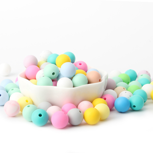 10 sztuk gryzaczków silikonowych s 12mm okrągłe kule perły Food Grade BPA-free DIY smoczek z klipsem łańcucha dla dzieci ząbkujących - Wianko - 6