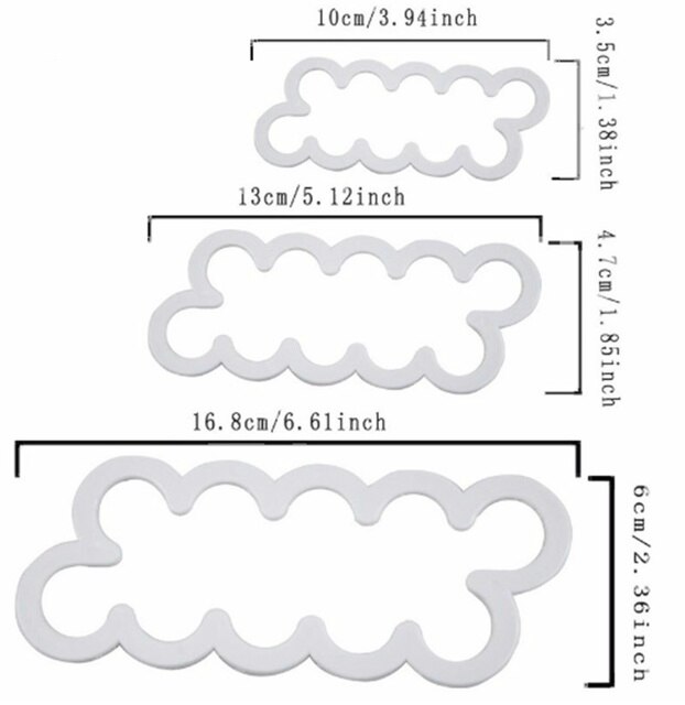 Zestaw 3 form do wytłaczania masy cukrowej - chmury, tłok, 3D - dekoracyjne akcesoria do ciast - Wianko - 6