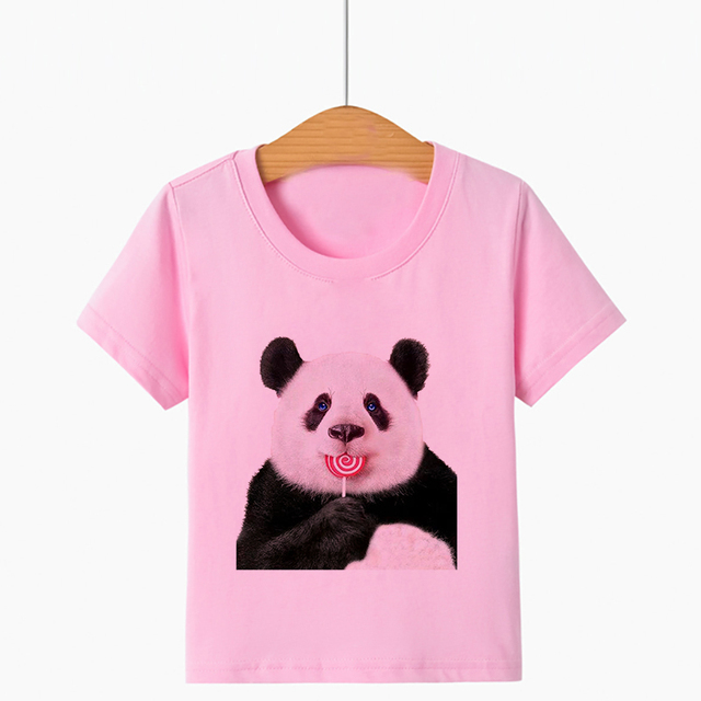 Nowa letnia koszulka dla dzieci z nadrukiem zwierzęcego panda i krótkim rękawem - modny T-shirt dla chłopców i dziewcząt - Wianko - 14