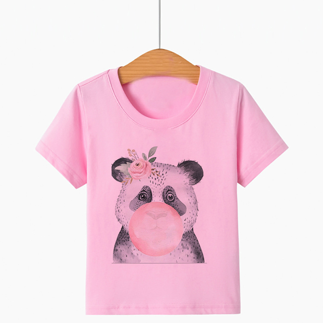 Nowa letnia koszulka dla dzieci z nadrukiem zwierzęcego panda i krótkim rękawem - modny T-shirt dla chłopców i dziewcząt - Wianko - 5