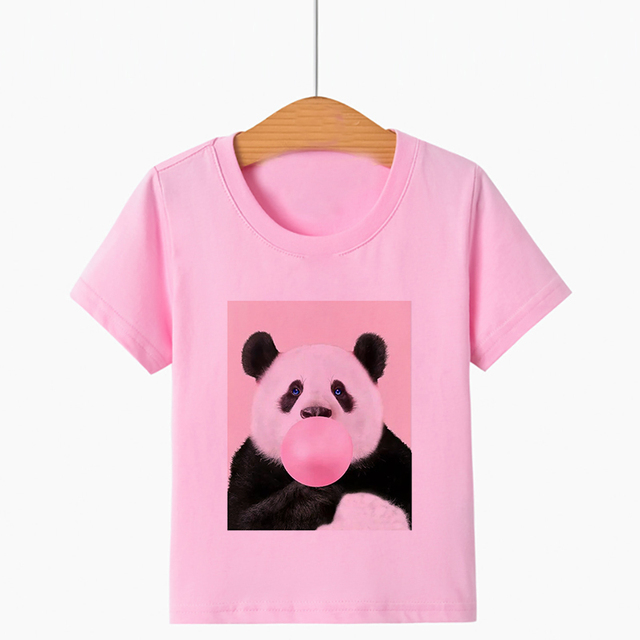 Nowa letnia koszulka dla dzieci z nadrukiem zwierzęcego panda i krótkim rękawem - modny T-shirt dla chłopców i dziewcząt - Wianko - 10
