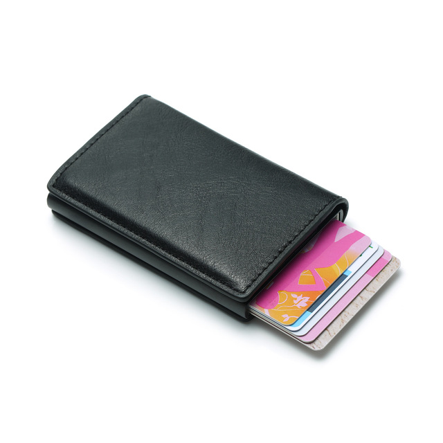 Etui na karty kredytowe BISI GORO RFID blokowanie skrzynka aluminiowa skórzany wizytownik - Wianko - 54