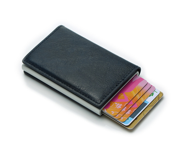 Etui na karty kredytowe BISI GORO RFID blokowanie skrzynka aluminiowa skórzany wizytownik - Wianko - 56