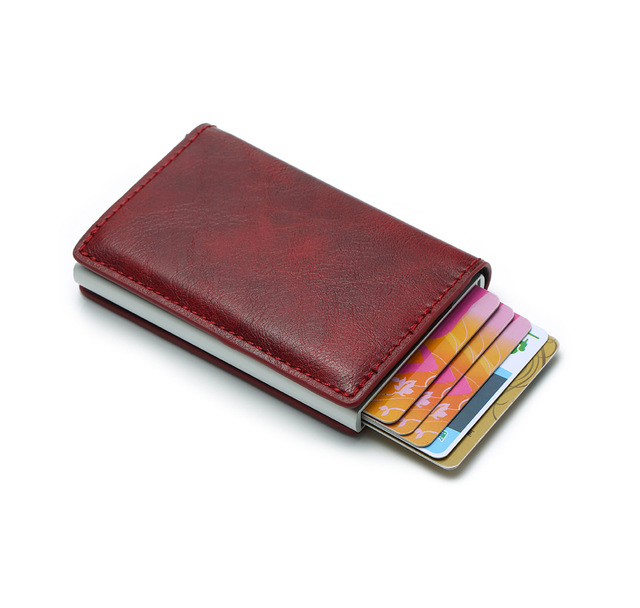 Etui na karty kredytowe BISI GORO RFID blokowanie skrzynka aluminiowa skórzany wizytownik - Wianko - 55