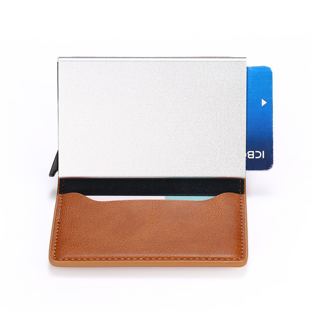 Etui na karty kredytowe BISI GORO RFID blokowanie skrzynka aluminiowa skórzany wizytownik - Wianko - 28