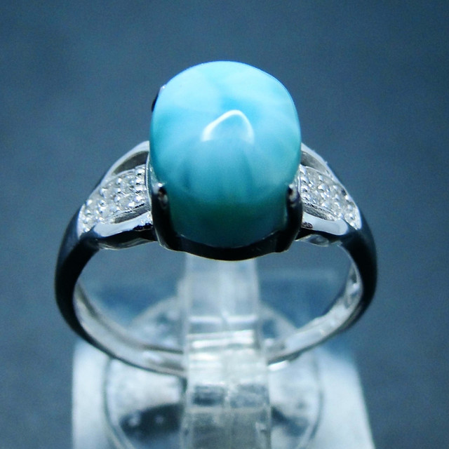 Pierścień Larimar 8X10, oryginalny, 925 Sterling, dla osób obojga płci, niebieski, biżuteria naturalna - Wianko - 8