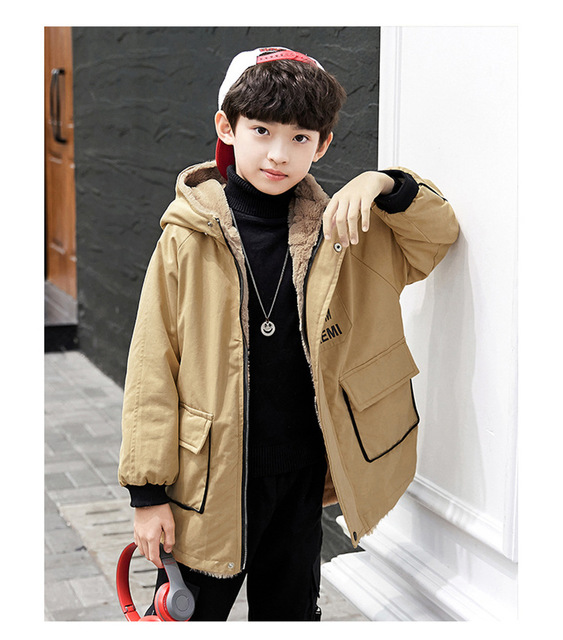 Dziewczęco-chłopięca kurtka z zagęszczonego pluszu, zimowa bawełna, rozmiar dziecięcy 2021 - Wianko - 12