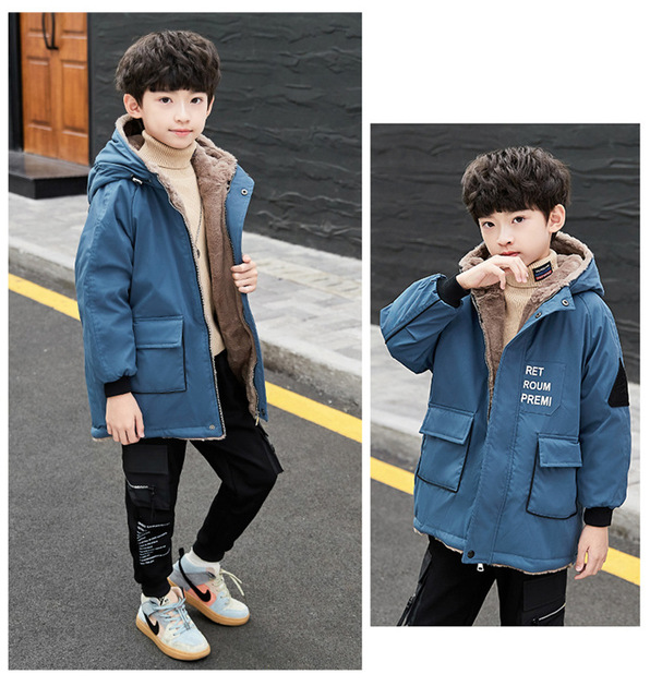 Dziewczęco-chłopięca kurtka z zagęszczonego pluszu, zimowa bawełna, rozmiar dziecięcy 2021 - Wianko - 11