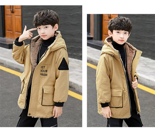 Dziewczęco-chłopięca kurtka z zagęszczonego pluszu, zimowa bawełna, rozmiar dziecięcy 2021 - Wianko - 14