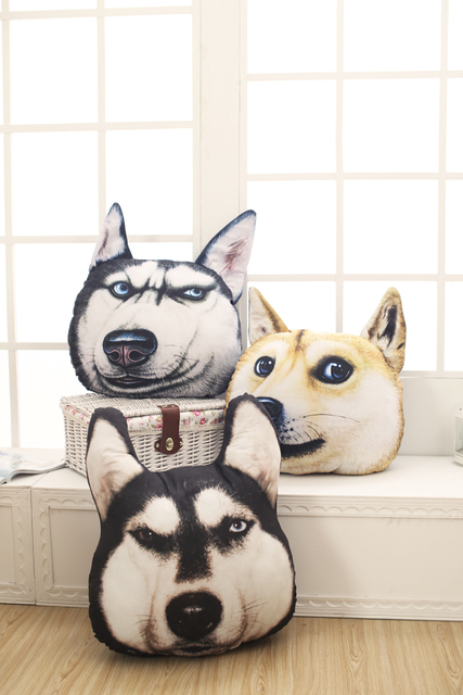 Pluszowy pies Husky 3D Samoyed, 38x35 cm - zabawka/ poduszka dla psa, domu, samochodu, prezent urodzinowy - Wianko - 6