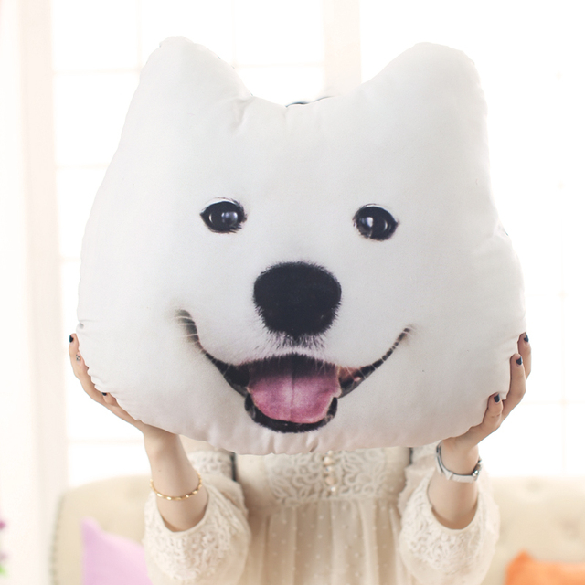 Pluszowy pies Husky 3D Samoyed, 38x35 cm - zabawka/ poduszka dla psa, domu, samochodu, prezent urodzinowy - Wianko - 2