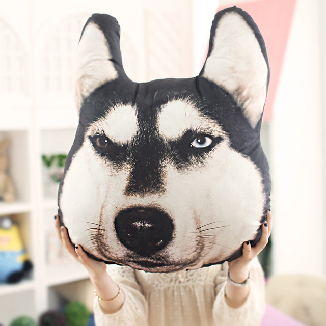 Pluszowy pies Husky 3D Samoyed, 38x35 cm - zabawka/ poduszka dla psa, domu, samochodu, prezent urodzinowy - Wianko - 3