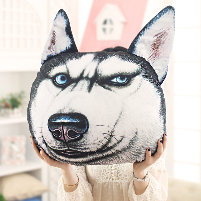 Pluszowy pies Husky 3D Samoyed, 38x35 cm - zabawka/ poduszka dla psa, domu, samochodu, prezent urodzinowy - Wianko - 4