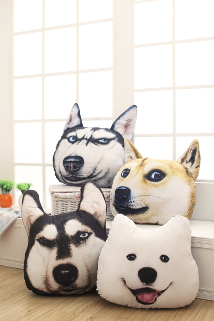 Pluszowy pies Husky 3D Samoyed, 38x35 cm - zabawka/ poduszka dla psa, domu, samochodu, prezent urodzinowy - Wianko - 7