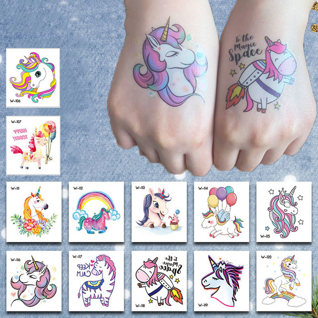 Naklejki z tatuażami Jednorożec dla dzieci - wodne, tymczasowe, śmieszne i klasyczne - Wianko - 1