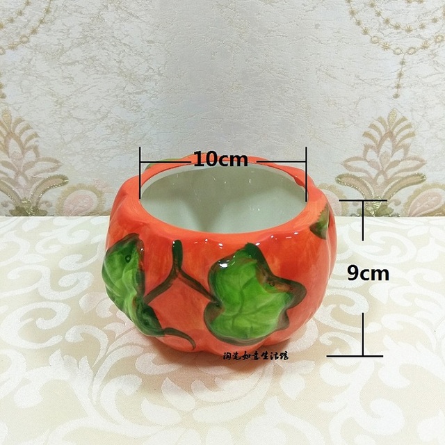 Trójwymiarowy ceramiczny słoik zielone jabłko z motywem dyni - idealny do przechowywania cukierków, herbatników i przekąsek - Wianko - 6