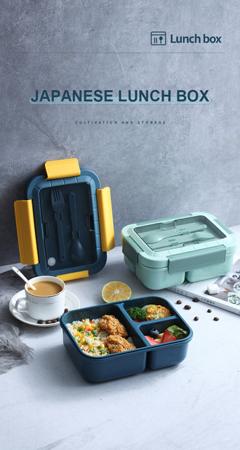 Pojemnik bento żywnościowy z naczyniami - styl japoński, idealny na lunch do szkoły - Wianko - 1