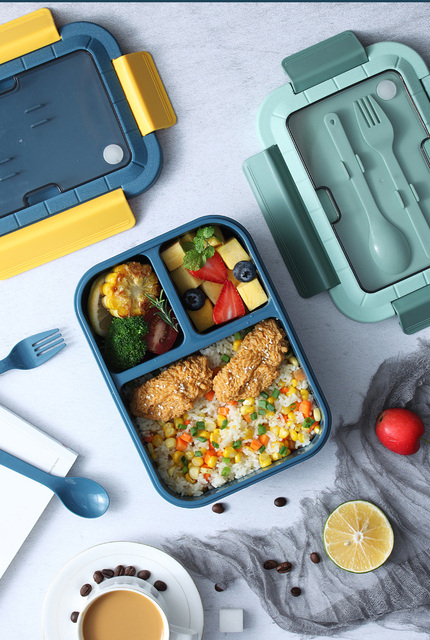 Pojemnik bento żywnościowy z naczyniami - styl japoński, idealny na lunch do szkoły - Wianko - 3