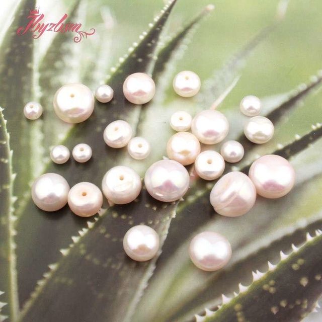 Naturalne białe słodkowodne koraliki guzikowe 3A klasy z półwierceniem na kolczyki DIY biżuterię - Wianko - 28