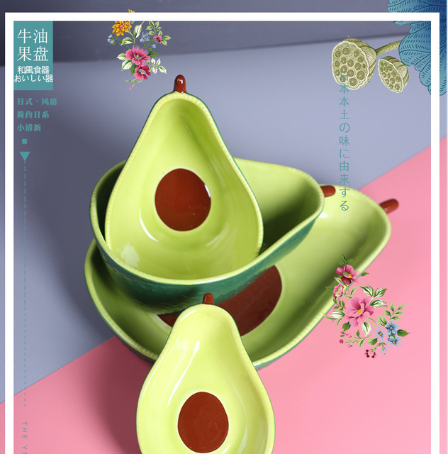 Płyta ceramiczna kuchenna Avocado - kreatywna i kreskówkowa, idealna na codzienną zastawę stołową i przekąski - Wianko - 9