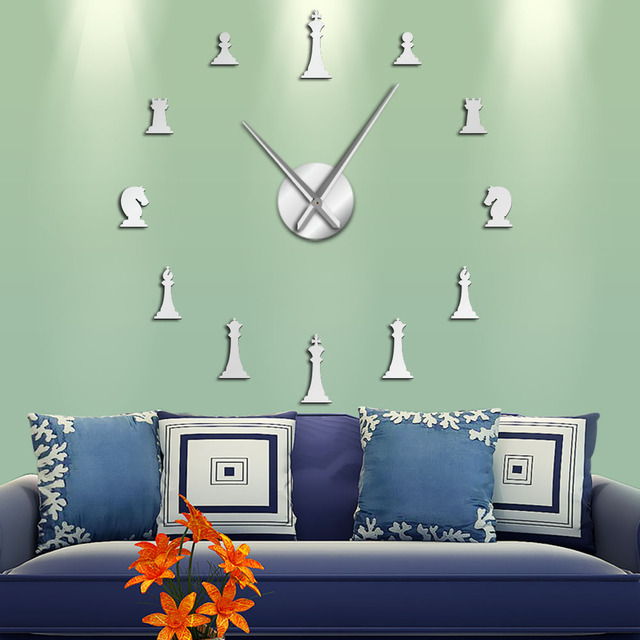 Zegar ścienny DIY - Gigantyczny zegar szachowy z lustrem akrylowym - Wianko - 23