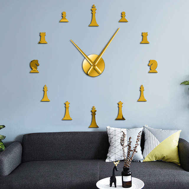 Zegar ścienny DIY - Gigantyczny zegar szachowy z lustrem akrylowym - Wianko - 21