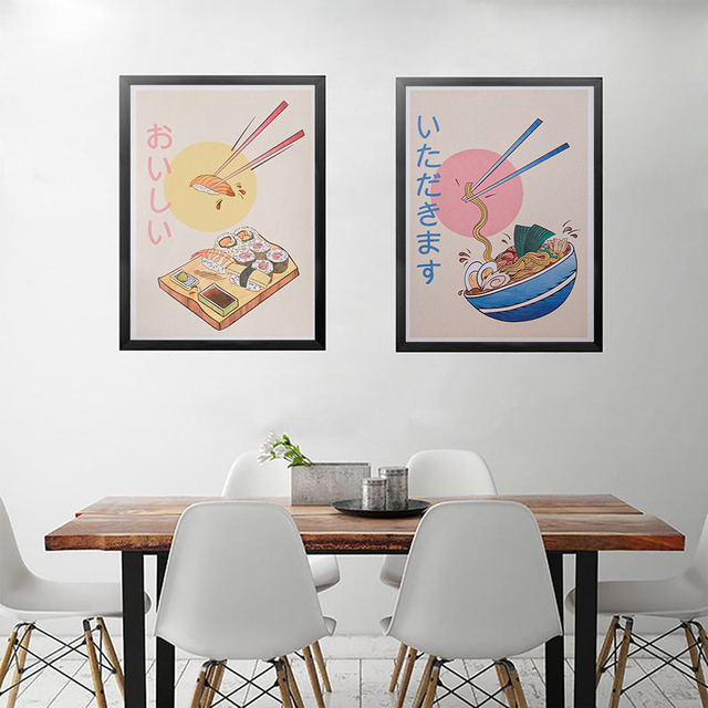 Malarstwo japońskie do kuchni - obraz na płótnie Wall Art z motywem Ramen Sushi - nowoczesna dekoracja do salonu - Wianko - 2