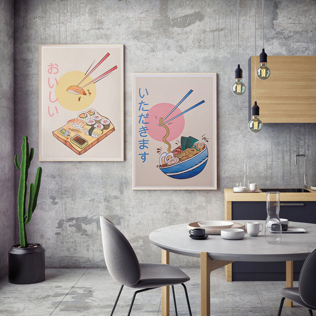 Malarstwo japońskie do kuchni - obraz na płótnie Wall Art z motywem Ramen Sushi - nowoczesna dekoracja do salonu - Wianko - 4