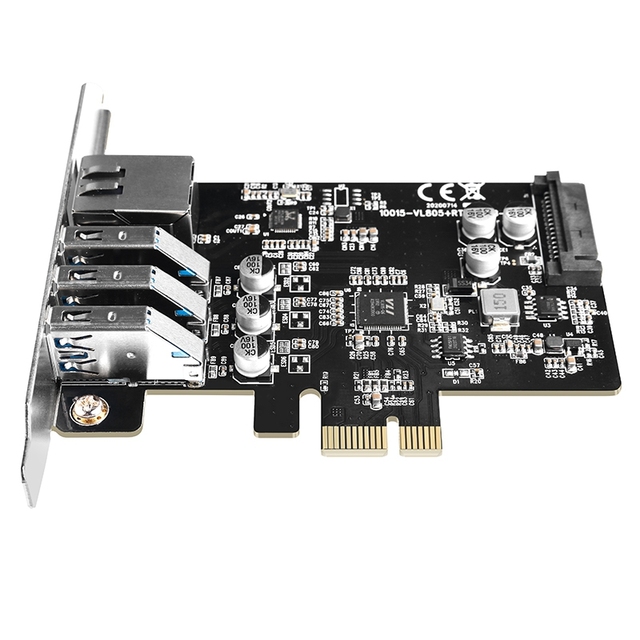 Karta rozszerzeń PCIE X1 MAIWO z 3 portami USB3.0 oraz Gigabit Ethernet RJ45 1000 mb/s - Hub stacja dokująca - Wianko - 4