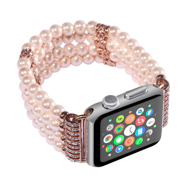 Pasek do Apple Watch 42mm/44mm/40mm/38mm - kolorowy, perłowy, wykonany ręcznie - Iwatch SE/6/5/4/3/2/1 - Wianko - 12