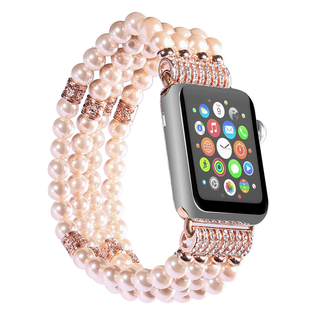Pasek do Apple Watch 42mm/44mm/40mm/38mm - kolorowy, perłowy, wykonany ręcznie - Iwatch SE/6/5/4/3/2/1 - Wianko - 8
