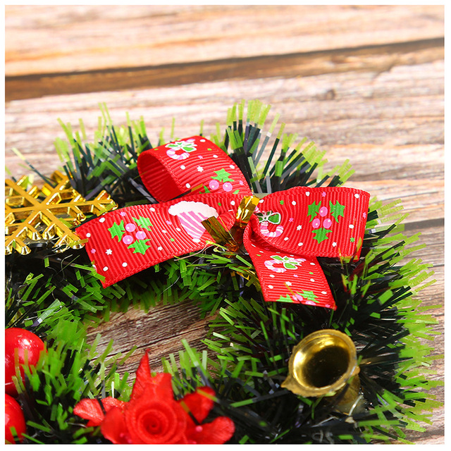 Wianek świąteczny rattanowy 12cm ozdoby choinkowe DIY dekoracje XMAS Party ornament - Wianko - 9