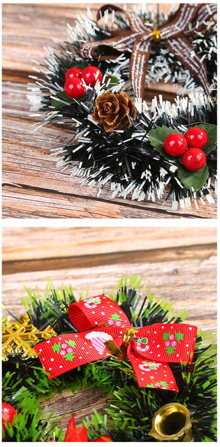 Wianek świąteczny rattanowy 12cm ozdoby choinkowe DIY dekoracje XMAS Party ornament - Wianko - 11