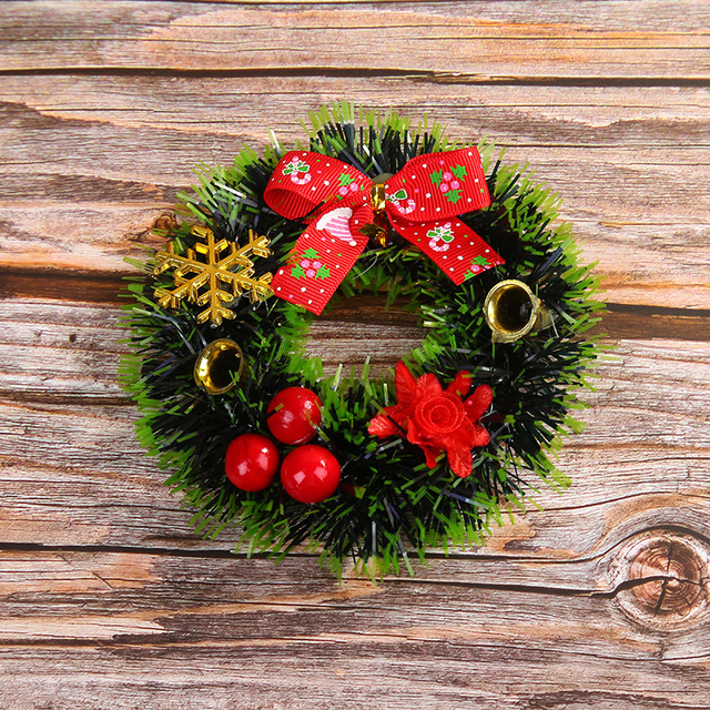 Wianek świąteczny rattanowy 12cm ozdoby choinkowe DIY dekoracje XMAS Party ornament - Wianko - 7